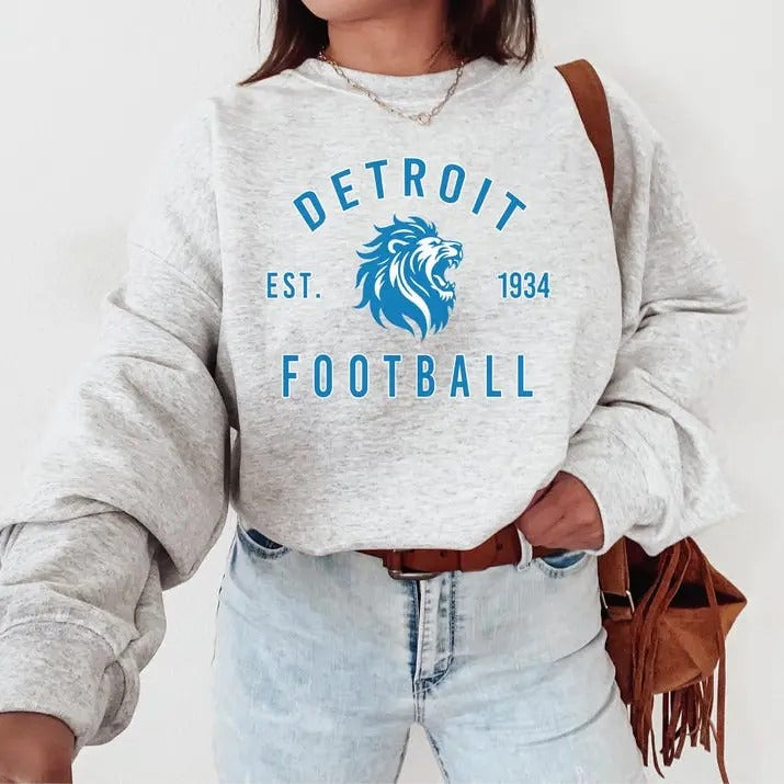 Detroit Football Crewneck Sweatshirt, Lions Sweatshirt, Detroit Fans Gift T-Shirts, Hoodie | HypeDripTees.com