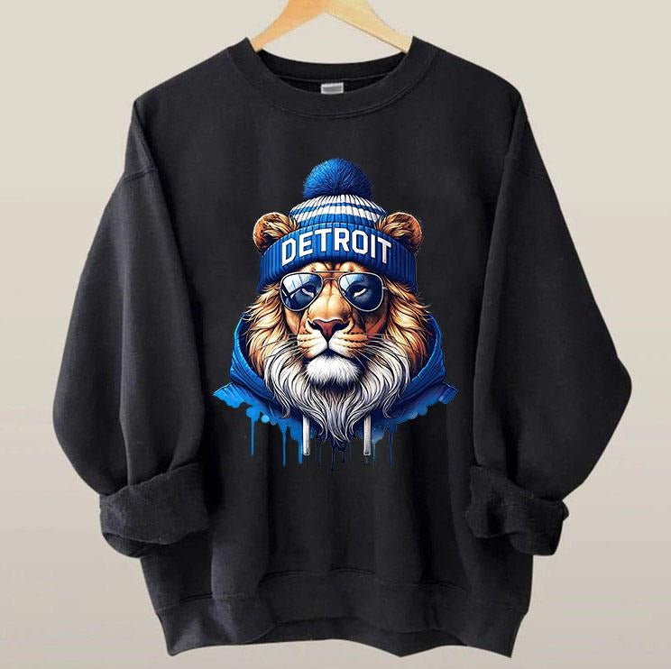 Detroit Football Sweatshirt And T-Shirt, Football Mascot Lion Shirt, Trendy Game Day Shirt, Detroit Football Gift Fan Hoodie