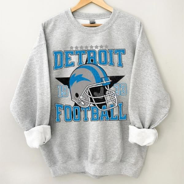Detroit Football Sweatshirt, Football Crewneck, Retro Detroit, Men and Women, Classic Fit T-Shirts, Hoodie | HypeDripTees.com