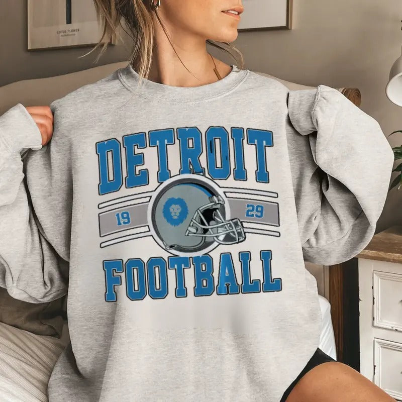 Detroit Football Vintage Style Sweatshirt, Detroit Football Tee, Detroit Football Shirt, Detroit Sweater, Sunday Football...