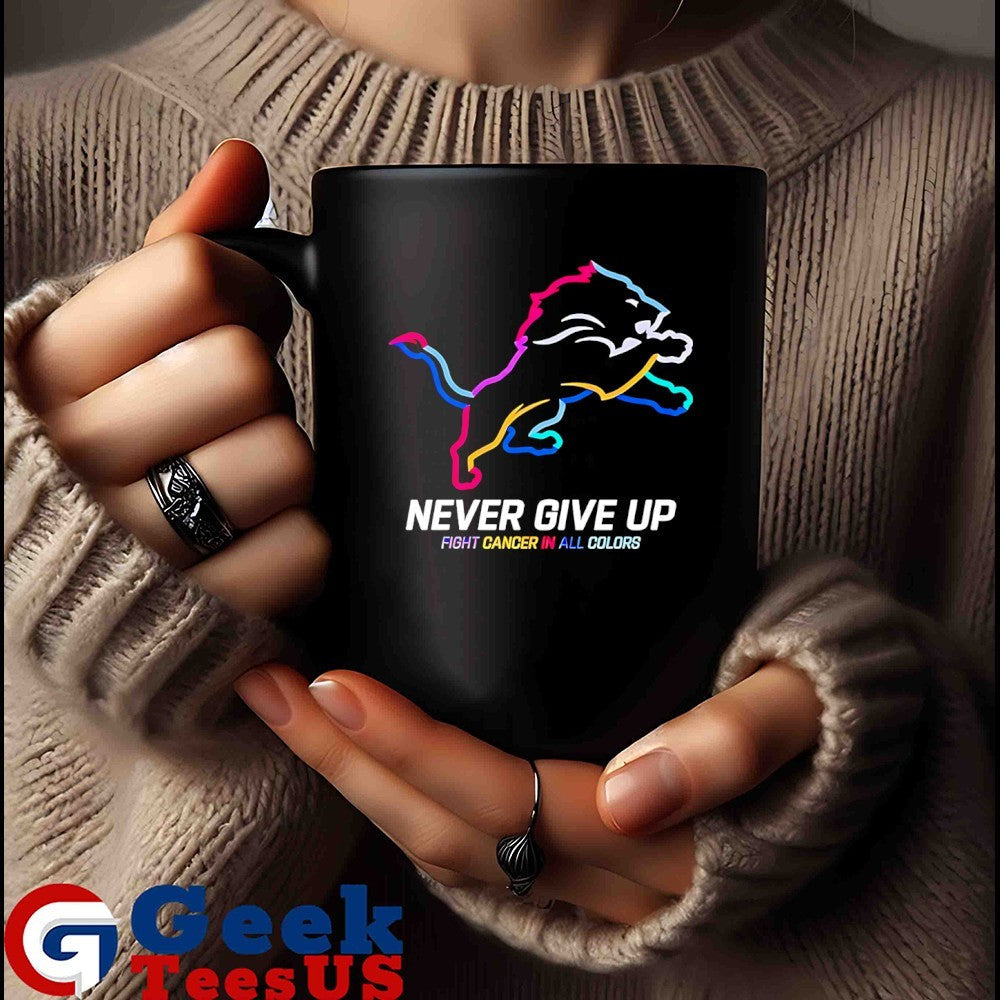 Detroit Lions Never Give Up Fight Cancer in all colors 2025 logo shirt