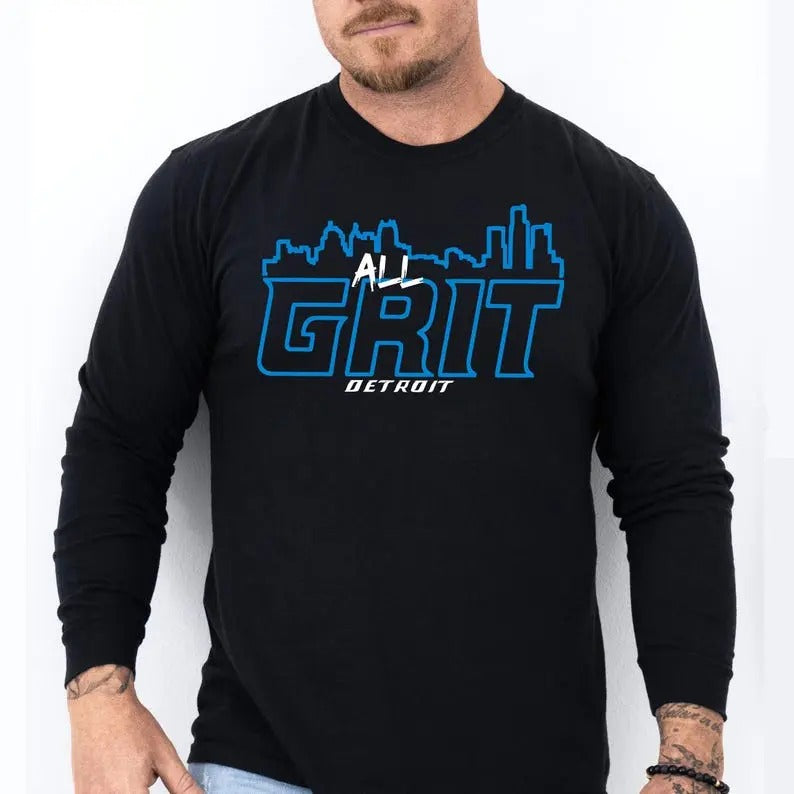 Detroit Motor City ALL GRIT Football Sweatshirt T-Shirts, Hoodie | HypeDripTees.com