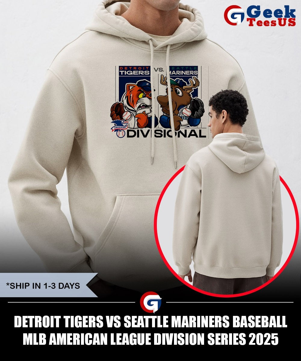 Detroit Tigers vs Seattle Mariners baseball MLB American League Division Series 2025 mascot shirt