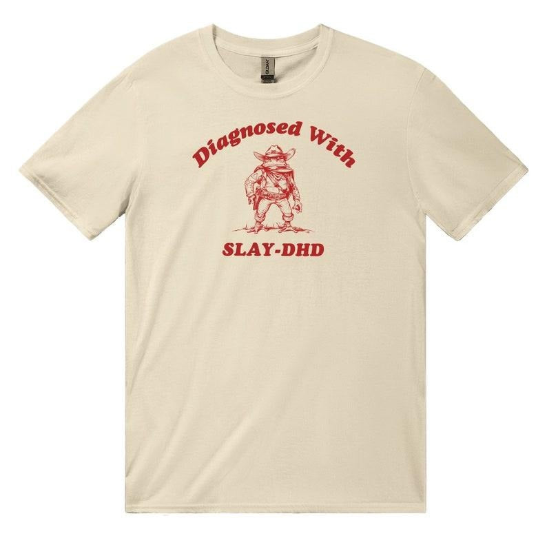 Diagnosed With Slay- dhd, Classic Unisex Heavy Cotton T-Shirt, Iconic Slogan, 90s Aesthetic Vintage Tee, y2k Baby Tee...