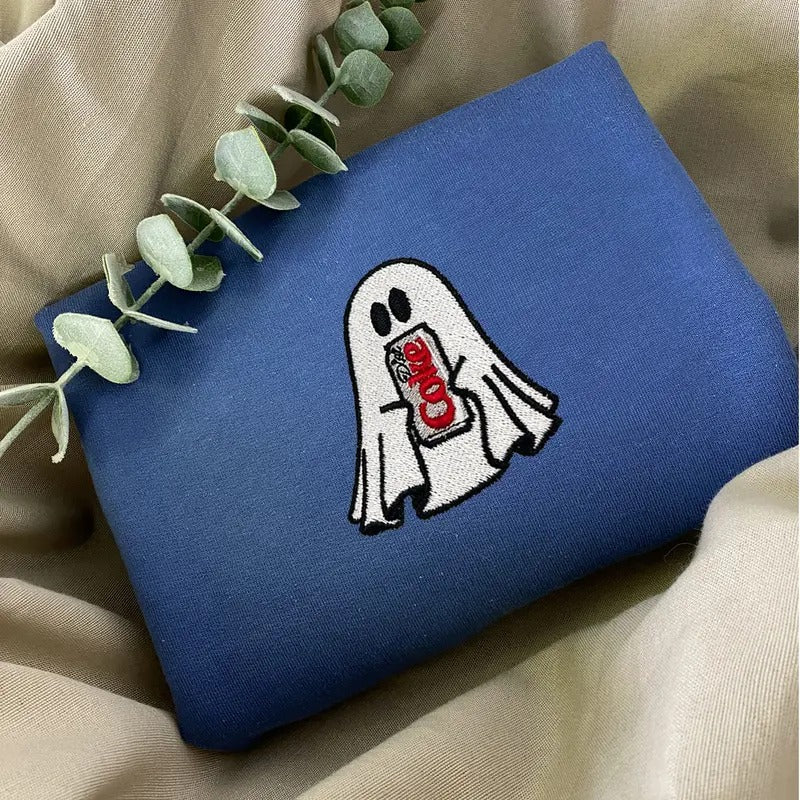 Diet Coke Ghost Embroidered Sweatshirt, I Need A Diet Coke, Funny Ghost, Soda Cola Drink T-Shirts, Hoodie | HypeDripTees.com
