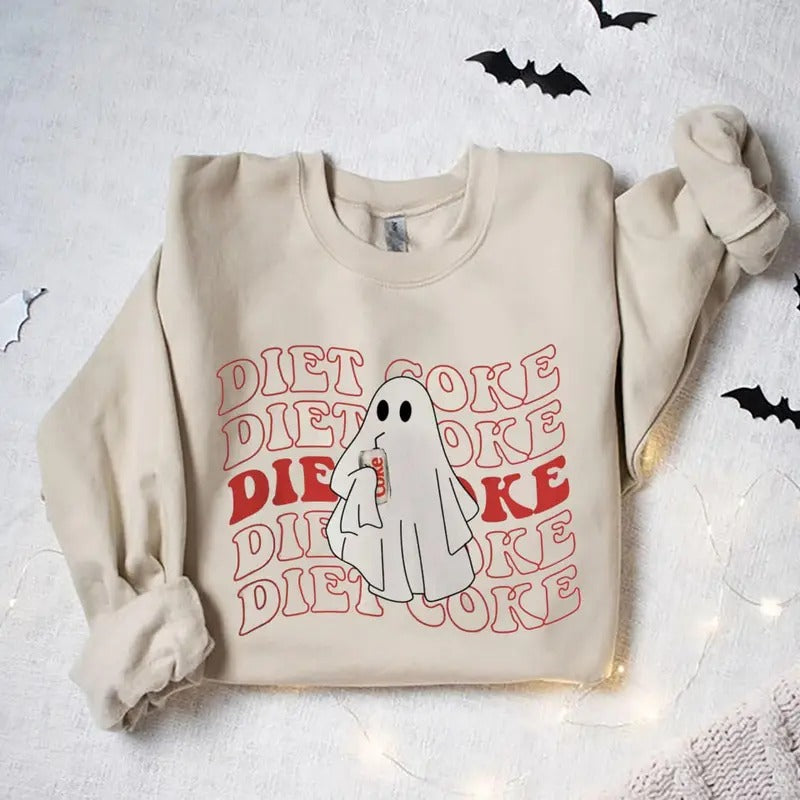Diet Coke Ghost Sweatshirt, Diet Coke Gifts, Teacher Fuel, Mom Sweatshirt Hoodie, Ghost Holds Diet Coke Sweater, Gift for...