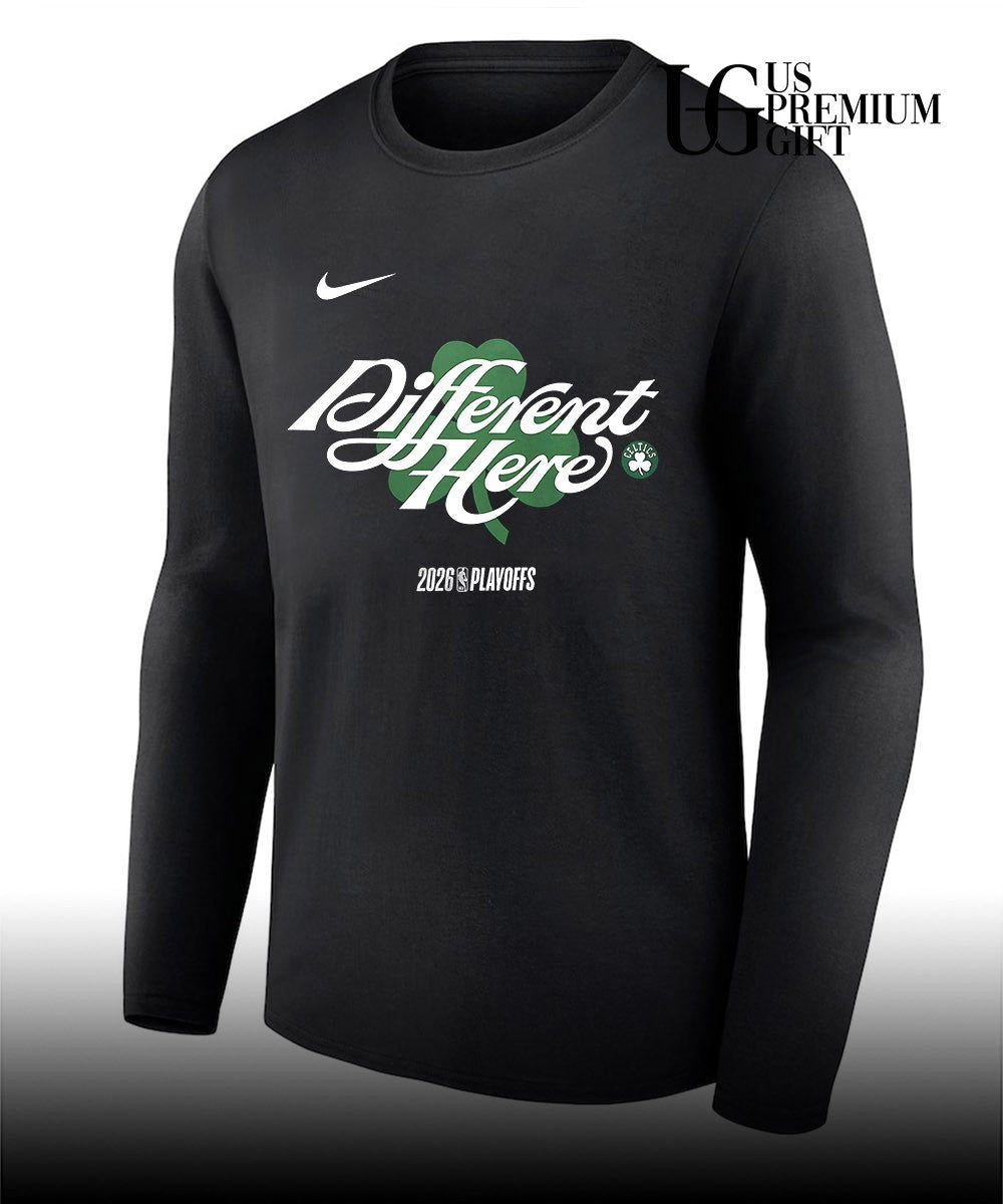 Different Here Boston Celtics Basketball 2026 NBA Playoffs Mantra shirt