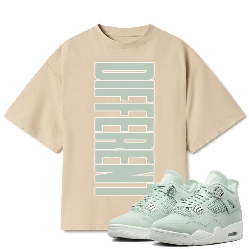Diffrent Match 4s Seafoam Outfits Sneakers, Streetwear Unisex Cotton T-shirt, Y2K Graphic Tee, Fitted Crewneck Design...