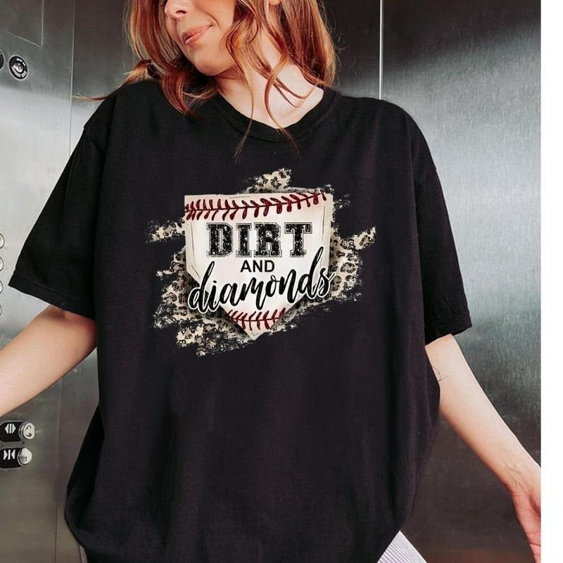 Dirt And Diamonds Shirt, Baseball Mom Leopard Shirt, Baseball Mom Shirt, Love Baseball shirt, Womens Shirt, Baseball Fan...