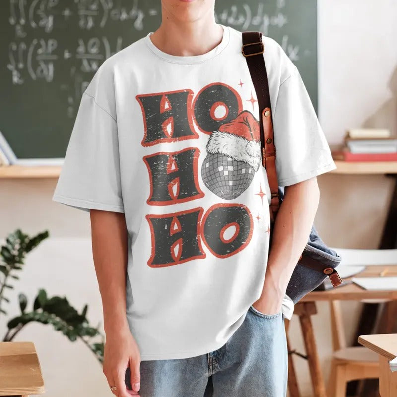 Disco Ball Christmas Tee, Comfort Colors Shirt, Ho T-shirt, Unisex T Shirt Slim-fitting Hoodie, Sweatshirt | HypeDripTees.com