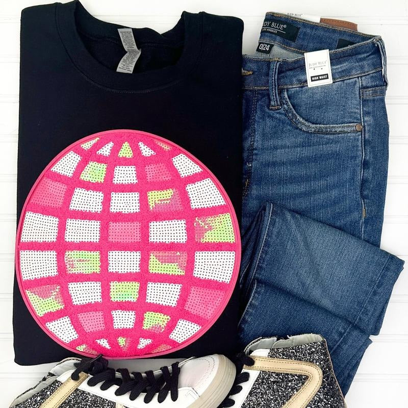 Disco Ball Sequin Patch Sweatshirt T-Shirts, Hoodie | HypeDripTees.com