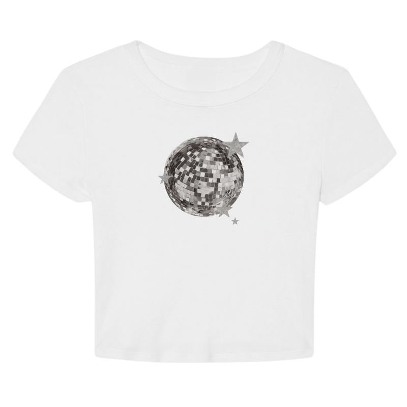 Disco Ball Y2K Aesthetic Cropped Graphic T-Shirt Hoodie, Sweatshirt | HypeDripTees.com