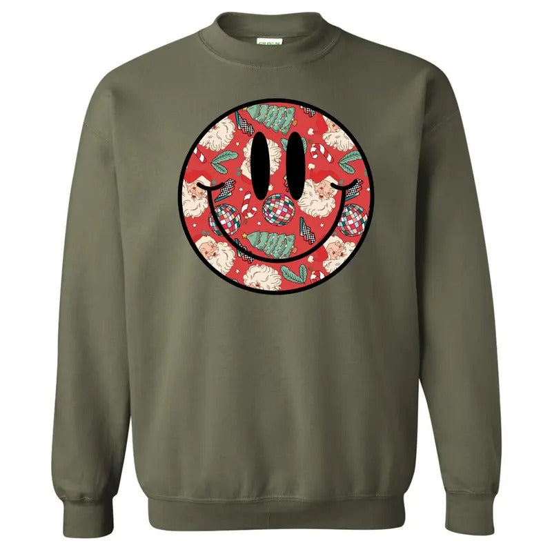 Disco Santa Happy Face Sweatshirt 'NLB' T-Shirts, Hoodie | HypeDripTees.com