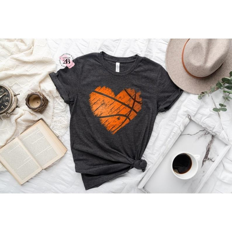 Distressed Basketball Heart Shirt, Basketball Shirt, Distressed Shirt, Basketball Mom Shirt, Girl Basketball Shirt,...