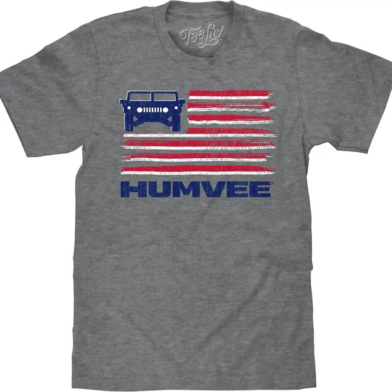 Distressed Humvee American Stars and Stripes T-Shirt - Graphite Heather Hoodie, Sweatshirt | HypeDripTees.com