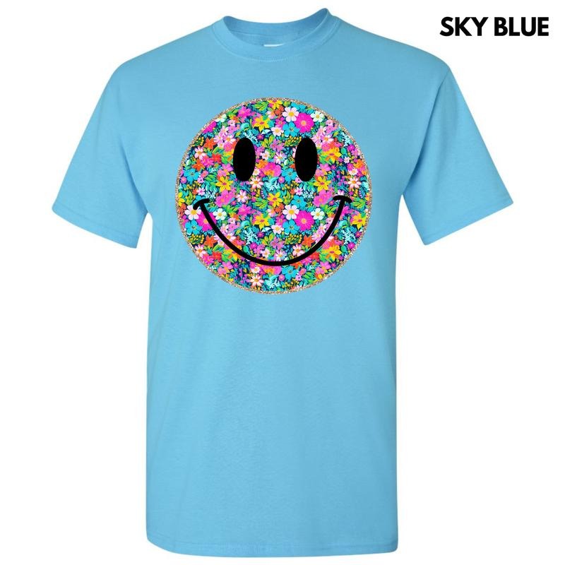 Ditzy Floral Happy Face Gildan Short Sleeve T-Shirt 'NLB' Hoodie, Sweatshirt | HypeDripTees.com