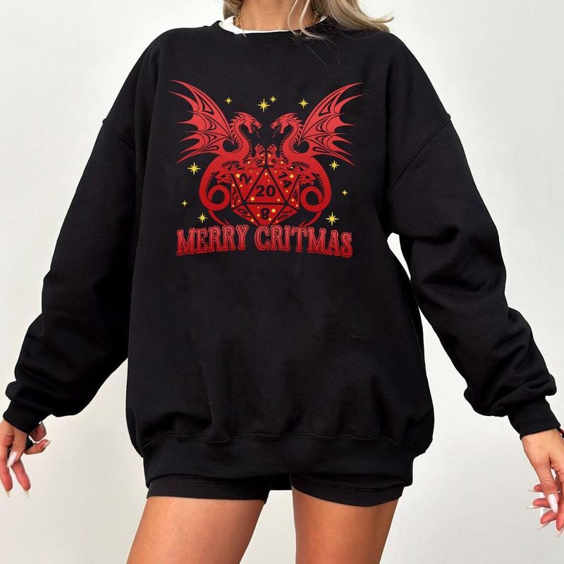DnD Merry Critmas DnD DnD Xmas Shirt D20 D20 Shirt Party DnD Fans Polyhedral Dice Xmas Merry Cristmas Xmas D20 T-Shirts, Hoodie, Sweatshirt