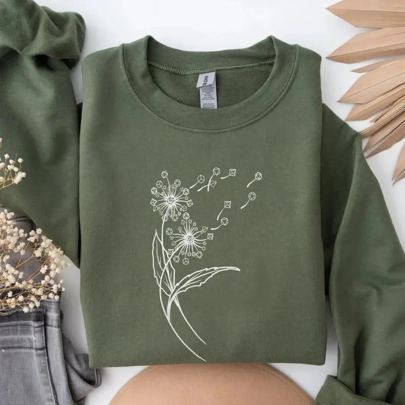 Dnd T Shirts, Dungeon Master Sweatshirt, Dandelion Flower Dice, Dnd Gifts for Dm T-Shirt, d&d Apparel Funny, Dnd Birthday...