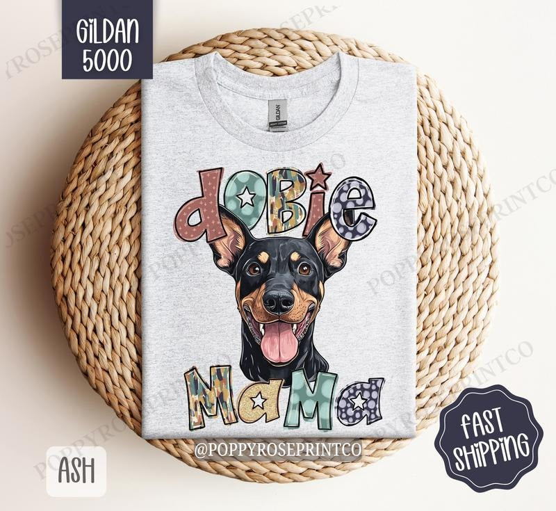 Doberman Mama Shirt Gildan, Dog Mom Women's Tee, Cute Dobie Mama Women's Tshirt Plus Sizes Hoodie, Sweatshirt
