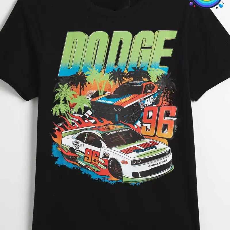 Dodge 96 shirt, car shirt, Racing Graphic Tee, Vintage Muscle Car Shirt, Retro Dodge Challenger, High-Speed Racing Style,...