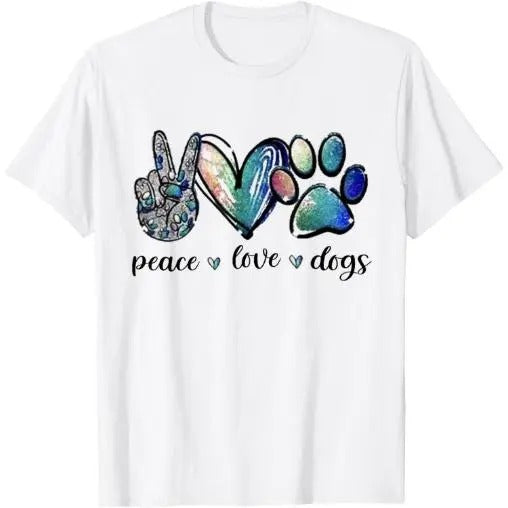 Dog Lover Peace Love Dogs Puppy Paw T-Shirt Made in USA Hoodie, Sweatshirt | HypeDripTees.com