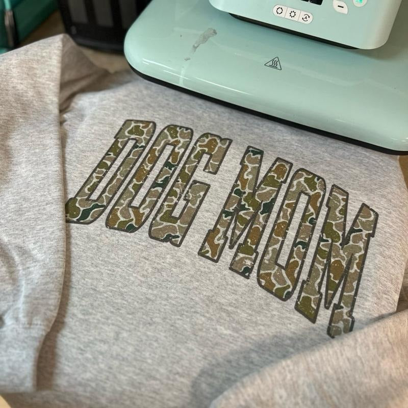 Dog Mom Camo Oversized Print Crewneck Sweatshirt T-Shirts, Hoodie | HypeDripTees.com