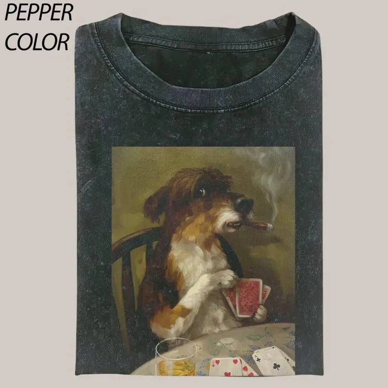 Dog Poker Night Vintage Graphic T-shirt, Funny Poker Tee, Dog Lover Unisex T-Shirt, Gift For Men Women Hoodie, Sweatshirt
