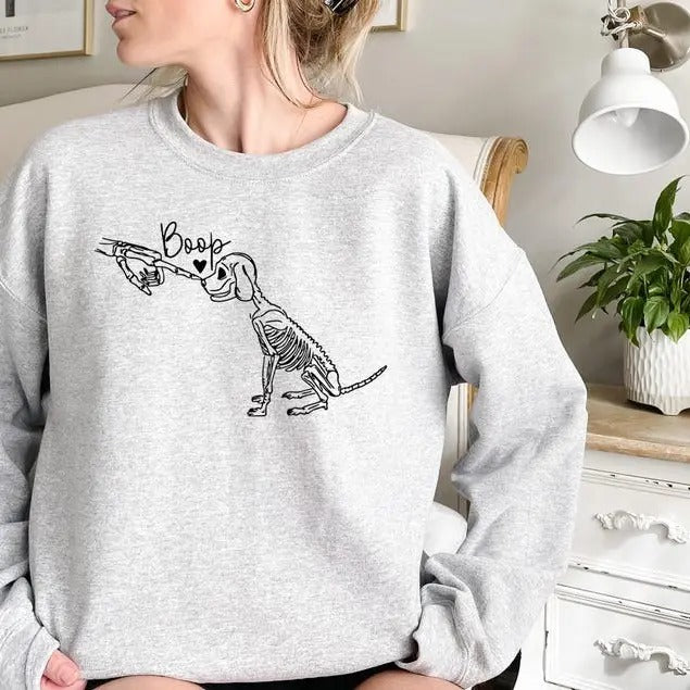 Dog Skeleton Sweatshirt, Funny Dog Shirt, Dog Lover Gifts, Dog Mom Sweatshirt, Skeleton Sweatshirt, 2024 Happy Halloween...