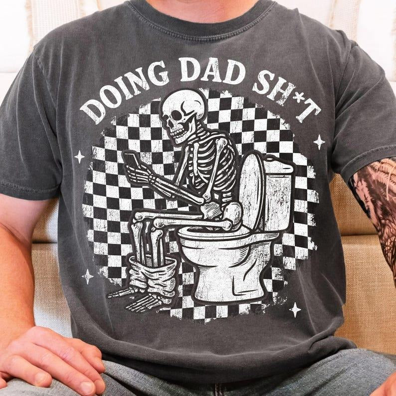 Doing Dad Sht shirt, Funny Skeleton Toilet tee, Checkered Dad Father's Day shirt Hoodie, Sweatshirt | HypeDripTees.com