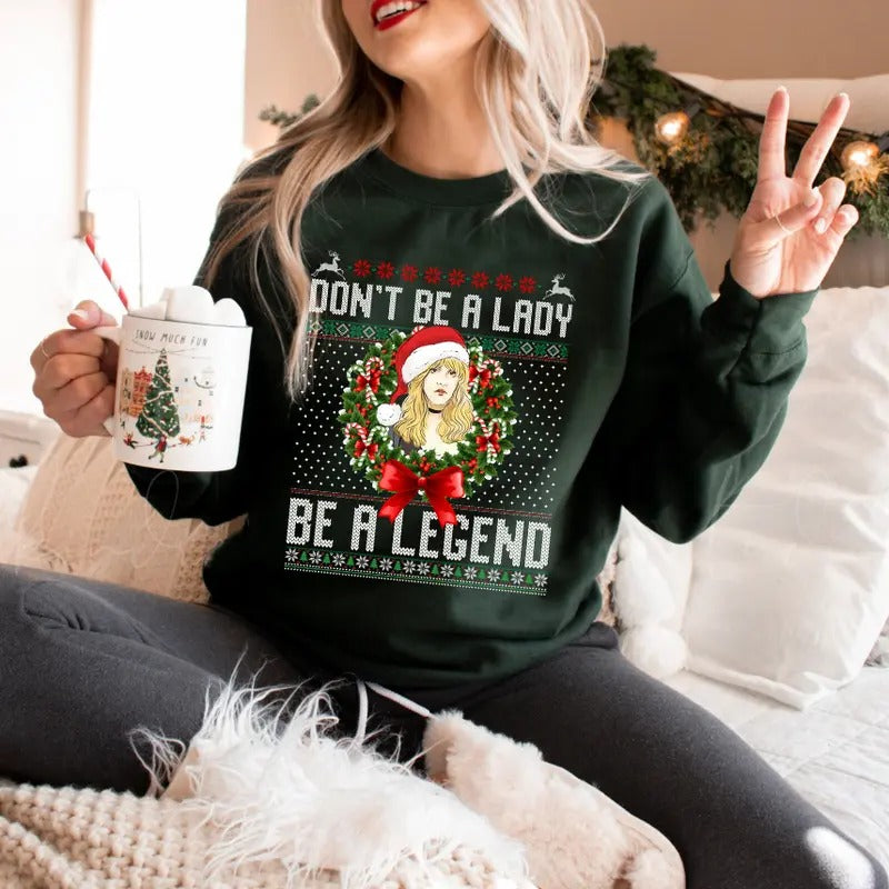 Don't Be A Lady Stevie Nicks Christmas Shirt Sweatshirt Hoodie, Christmas Sweatshirt, Gift For Her | HypeDripTees.com