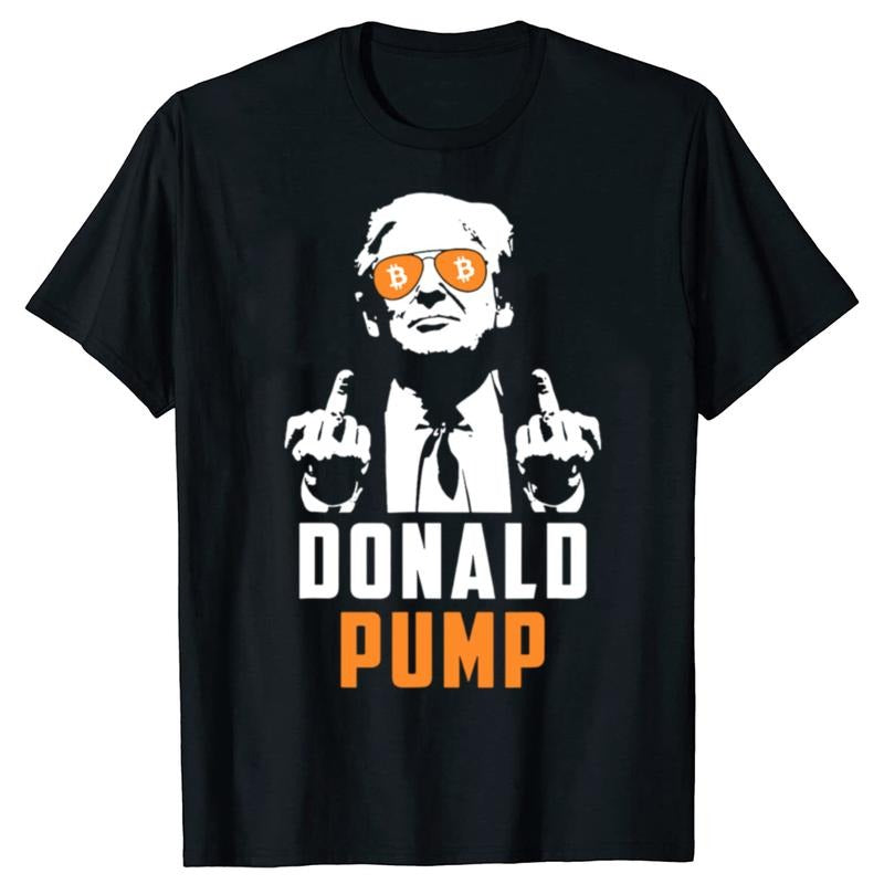 Donald Pump Bitcoin Funny Trump 2024 Crypto American Flag T-shirts Fashion Casual Tshirt 100% Cotton Loose Oversized T...