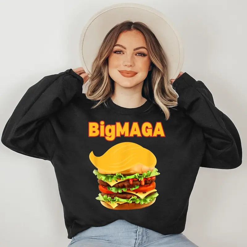 Donald Trump Cheeseburger Big MAGA Hamburger Sweatshirt T-Shirts, Hoodie | HypeDripTees.com