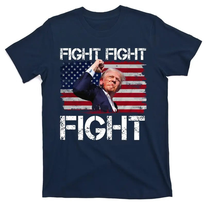 Donald Trump Fight Fight Fight USA Flag You Missed 2024 T-Shirt Hoodie, Sweatshirt | HypeDripTees.com