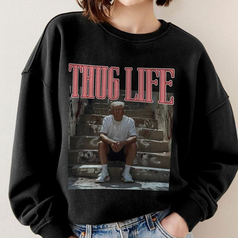 Donald Trump Thug Life Shirt, Viral Thug Life Trump T-Shirt, Thug Life Trump Tee Hoodie, Sweatshirt | HypeDripTees.com