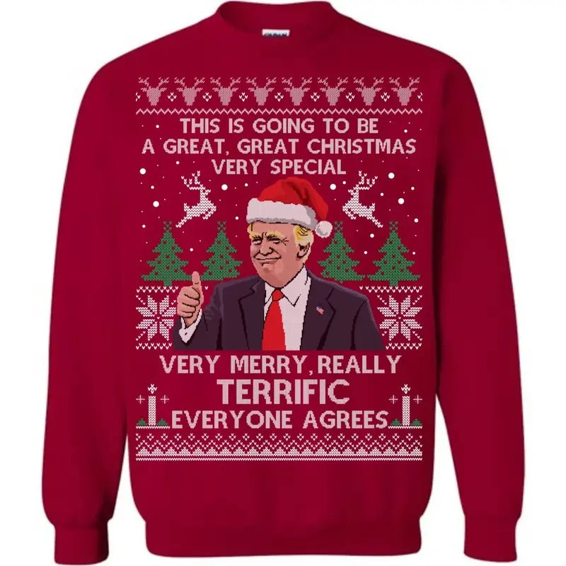 Donald Trump Ugly Christmas  Gifts For Boyfriend and Girlfriend Sweashirt T-Shirts, Hoodie, Sweatshirt | HypeDripTees.com