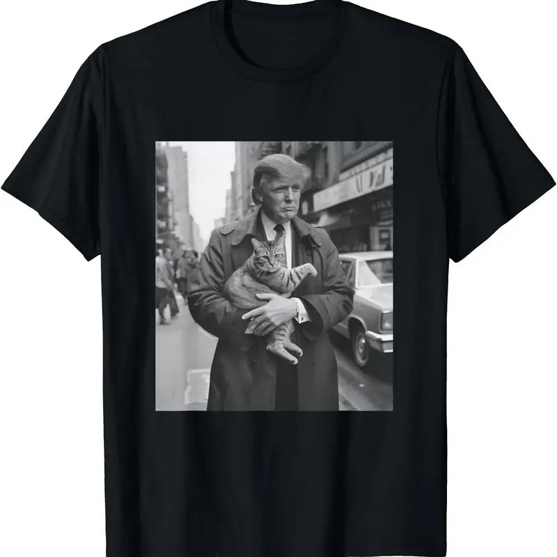 Donald Trump and Cat in NYC T-Shirt | Unisex Cotton Tee Gift | Full Size Hoodie, Sweatshirt | HypeDripTees.com