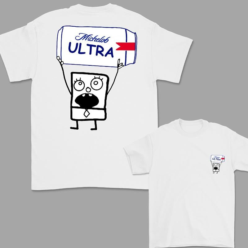 Doodlebob Michelob Ultra 2 Sided T-Shirt, Funny Drinking T-Shirt, Unisex T-Shirt, For Men, For Women Hoodie, Sweatshirt