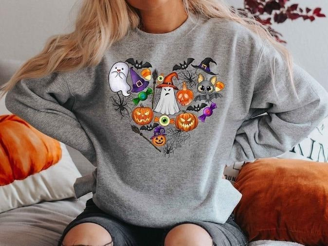 Doodles Halloween Sweatshirt, Halloween Sweatshirt, Cute Halloween Theme Hoodie, Happy Halloween Sweatshirt,Happy...