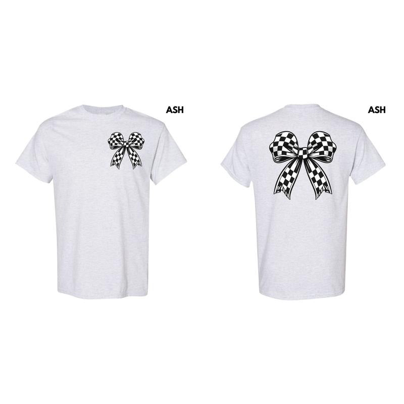 Double Black Checkered Bow Gildan Short Sleeve T-Shirt 'NLB' Hoodie, Sweatshirt | HypeDripTees.com