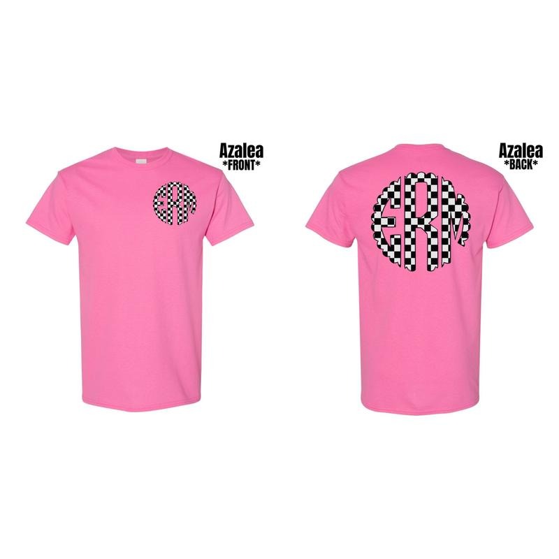 Double Monogram Black Checkered Gildan Short Sleeve T-Shirt 'NLB' Hoodie, Sweatshirt | HypeDripTees.com