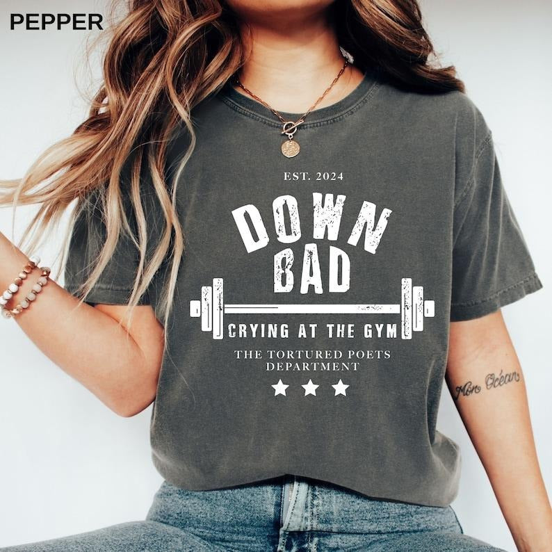 Down Bad Tshirt - GYM Trend Shirt Cotton Sleeve Hoodie, Sweatshirt | HypeDripTees.com