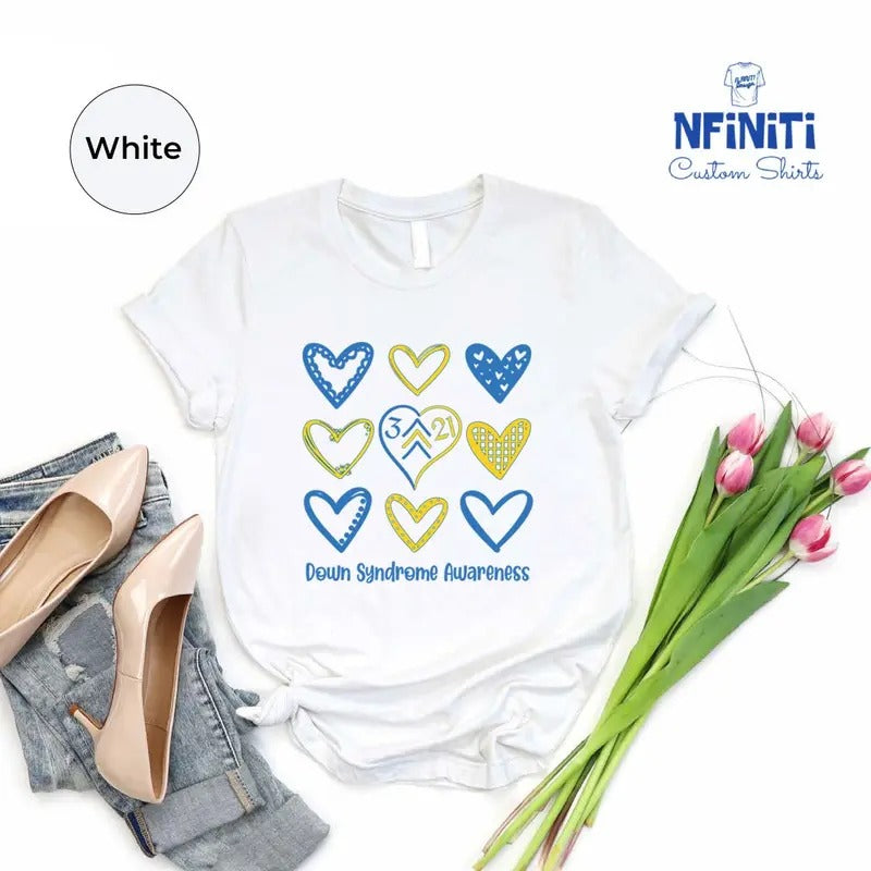 Down Syndrome Awareness Heart T-shirt Down Syndrome Month Support T-shirt Down Syndrome Shirt Down Syndrome Gift Sped...