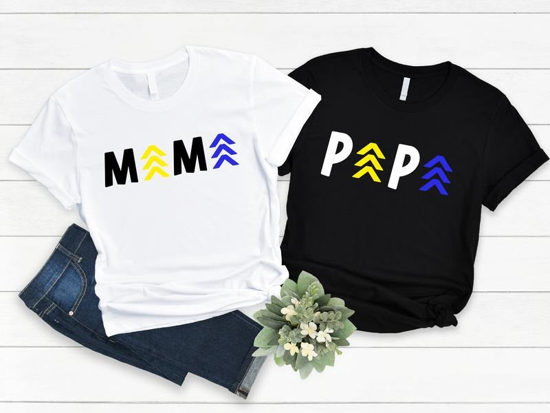 Down Syndrome Mama Shirt, Down Syndrome Papa T-shirt, 321 Parent Matching Support Tee, New Mom T21 Gift Shirt, Proud Down...