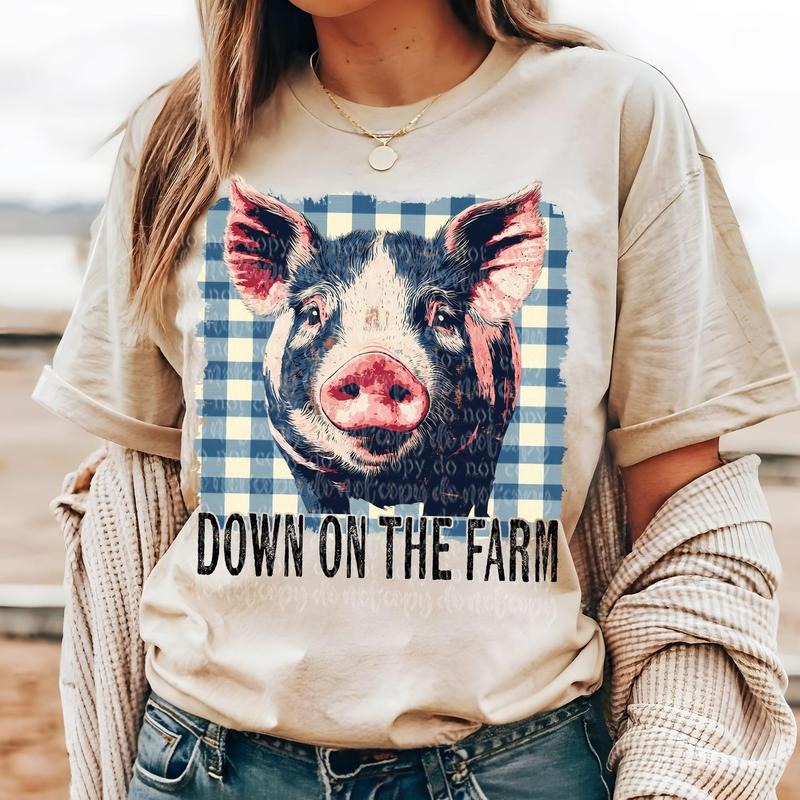 Down on the Farm Pig DTF Transfers - THIS IS NOT A SHIRT Hoodie, Sweatshirt | HypeDripTees.com