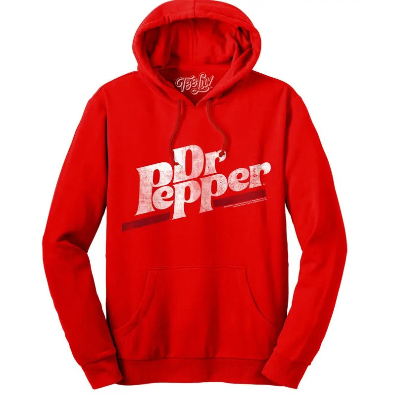 Dr Pepper Distressed Logo Pullover Hooded Sweatshirt - Red T-Shirts, Hoodie | HypeDripTees.com