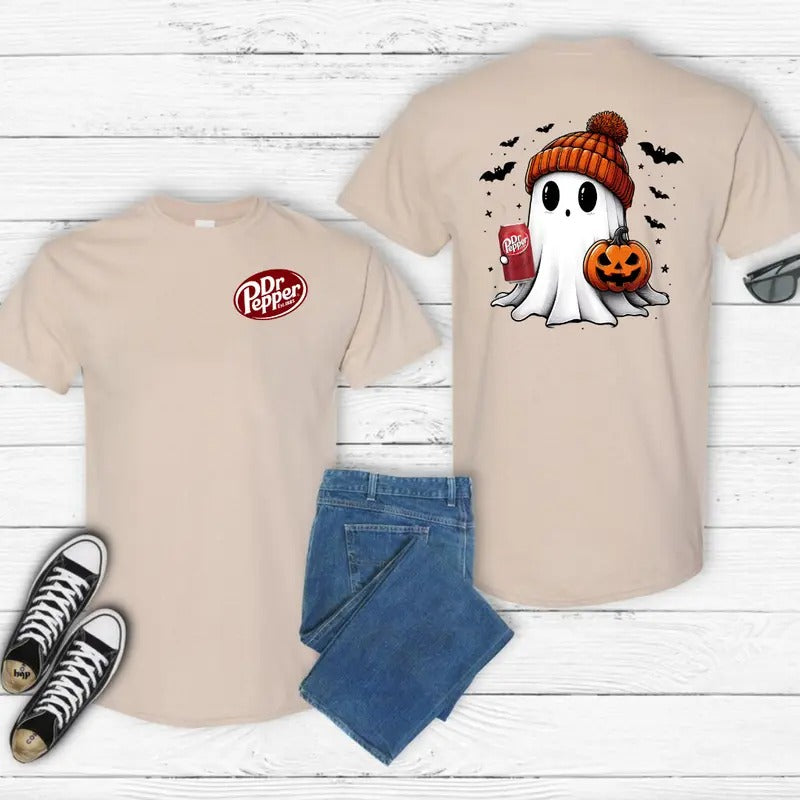 Dr Pepper Ghost Cute Halloween 2Sides T-Shirt Comfort Fabric Hoodie, Sweatshirt | HypeDripTees.com