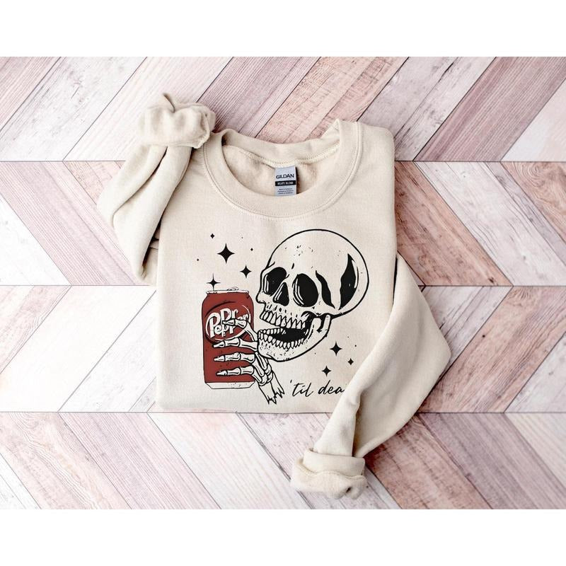 Dr Pepper Skull Sweatshirt, Funny Halloween Shirt, Skull Sweater, Halloween Shirt, Trendy Halloween Shirt, Halloween...