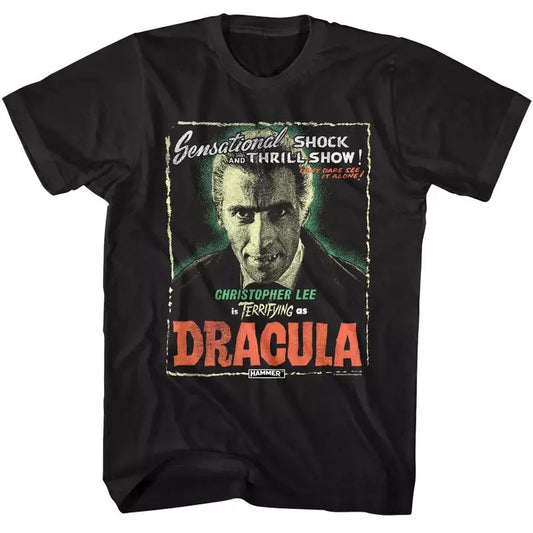 Dracula Terrifying Christopher Lee Shirt, Vampire Hammer Horror Shirts, Cotton Unisex T-Shirt, Crew Neck, Size S- 3XL, Menswear Top, Womenswear Top Underwear Streetwear