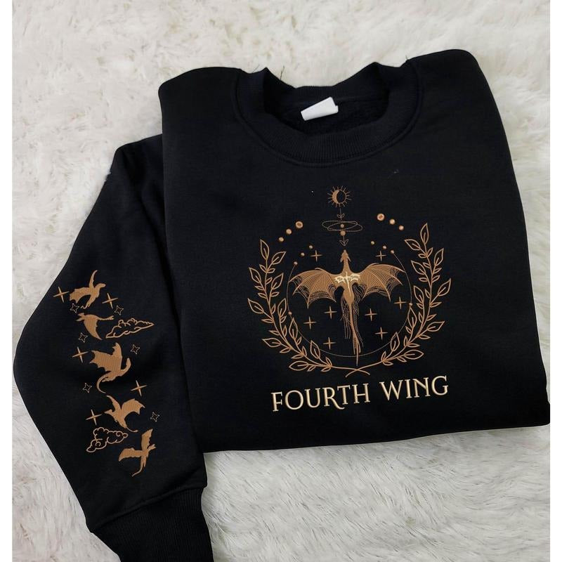 Dragon Fourth Wing Embroidered Sweatshirt, Xaden Riorson, Basgiath War College, Dragon Rider Shirt, Fantasy Bookish Gift...