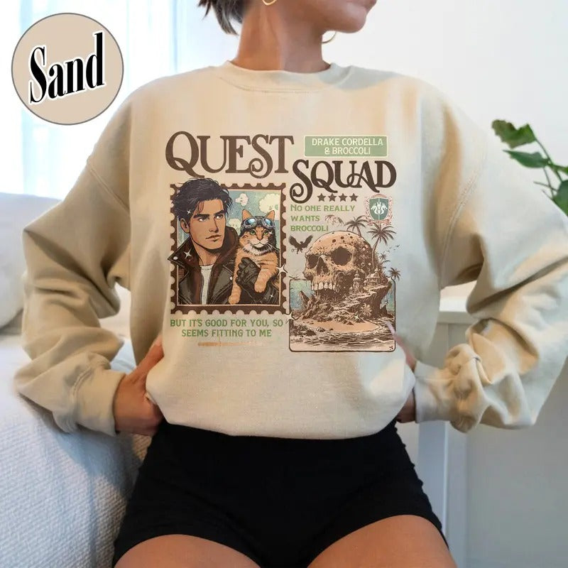 Drake Cordella & Broccoli Sweatshirt, Quest Squad Sweatshirt, Onyx Storm Broccoli Cat Sweatshirt, Broccoli Cat Onyx...
